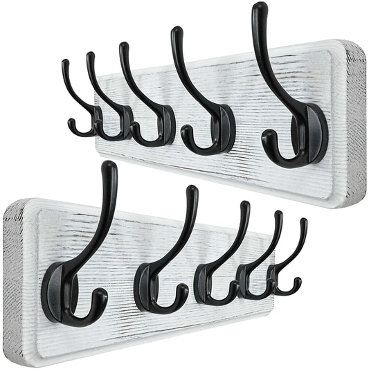 WEBI Coat Rack Wall Mounted,Wood Coat Hooks Wall Mounted,16" Hole to Hole,Large Coat Hanger Wall Hook Rack,5 Hooks for Hanging