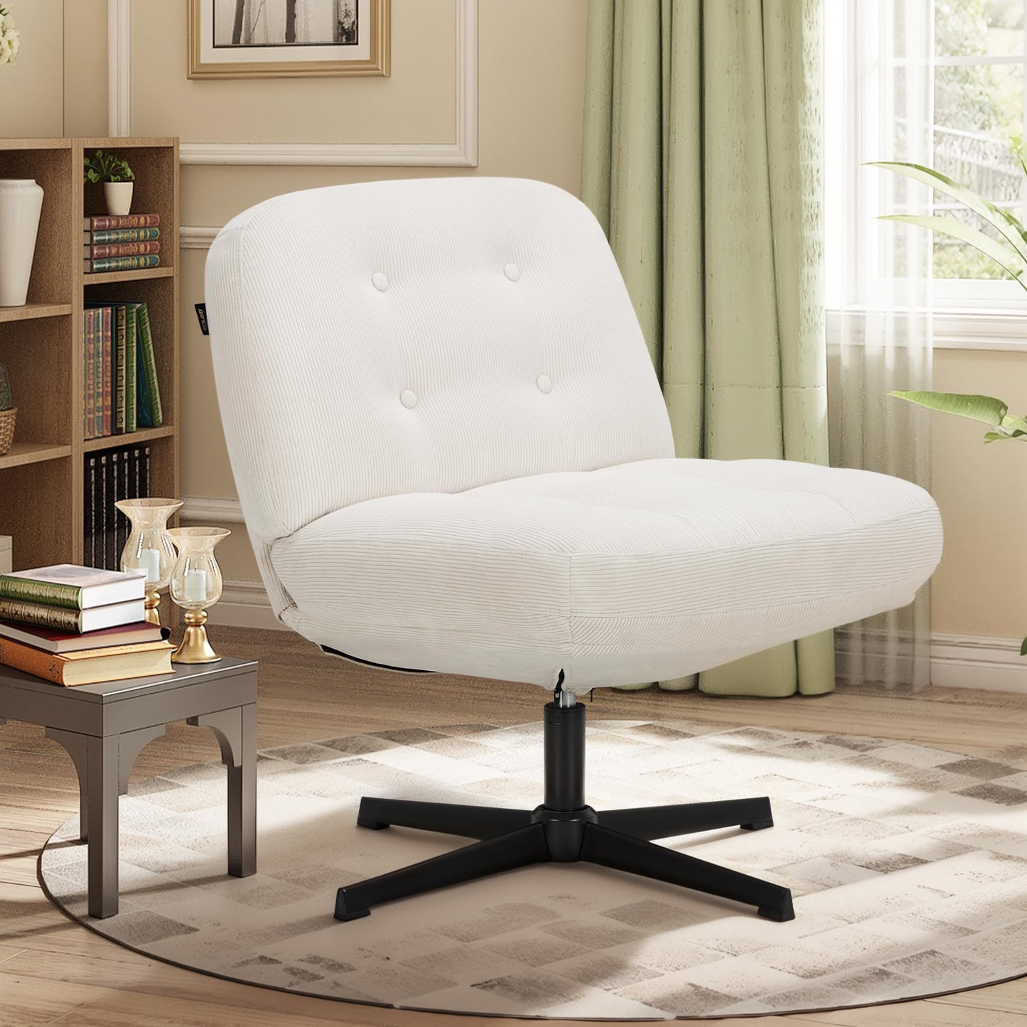 COLAMY Corduroy Swivel Accent Chair, 360° Rotating Lounge Chair with Upholstered Thick Cushion Seat, Modern Occasional Chair for Living Room, Bedroom