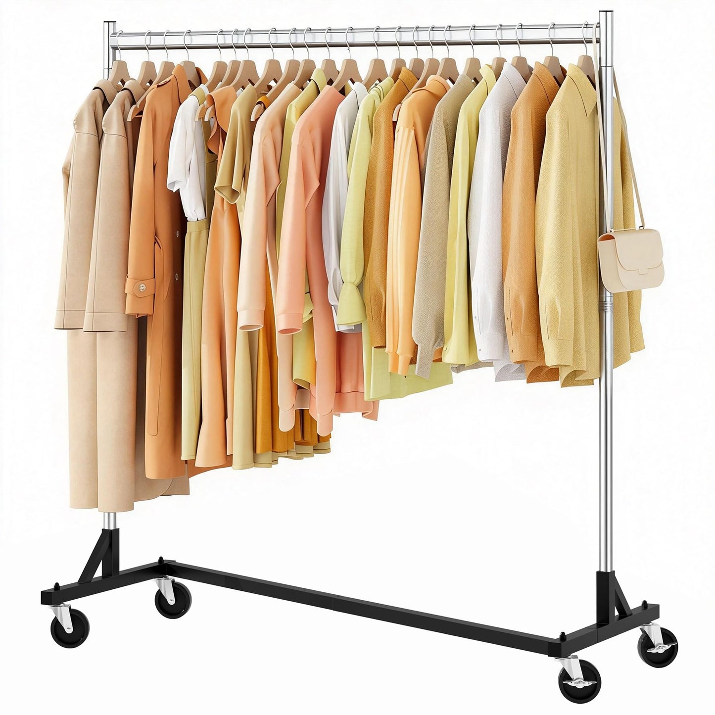 Hoctieon Z Rack, Rolling Clothes Racks with Z-Base, Heavy Duty Garment Rack, Clothing Racks for Hanging Clothes, Sturdy Metal Hanging Holder