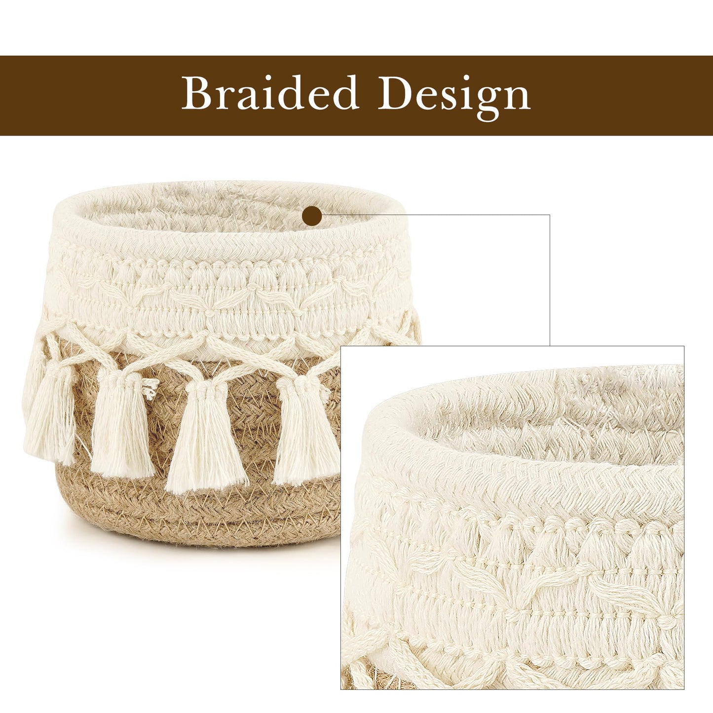 Linkidea Extra Large Sunglasses Desk Holder Stand Compatible with Extra Large Glasses, Brown Cotton Rope Eyewear Storage Desk Display Basket