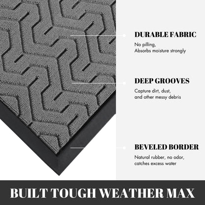 Yimobra Door Mats, Heavy Duty Water Absorbent Mud Resistant Easy Clean Entry Outdoor Mat,Non Slip Backing, Exterior Mats for Outside Patio Porch