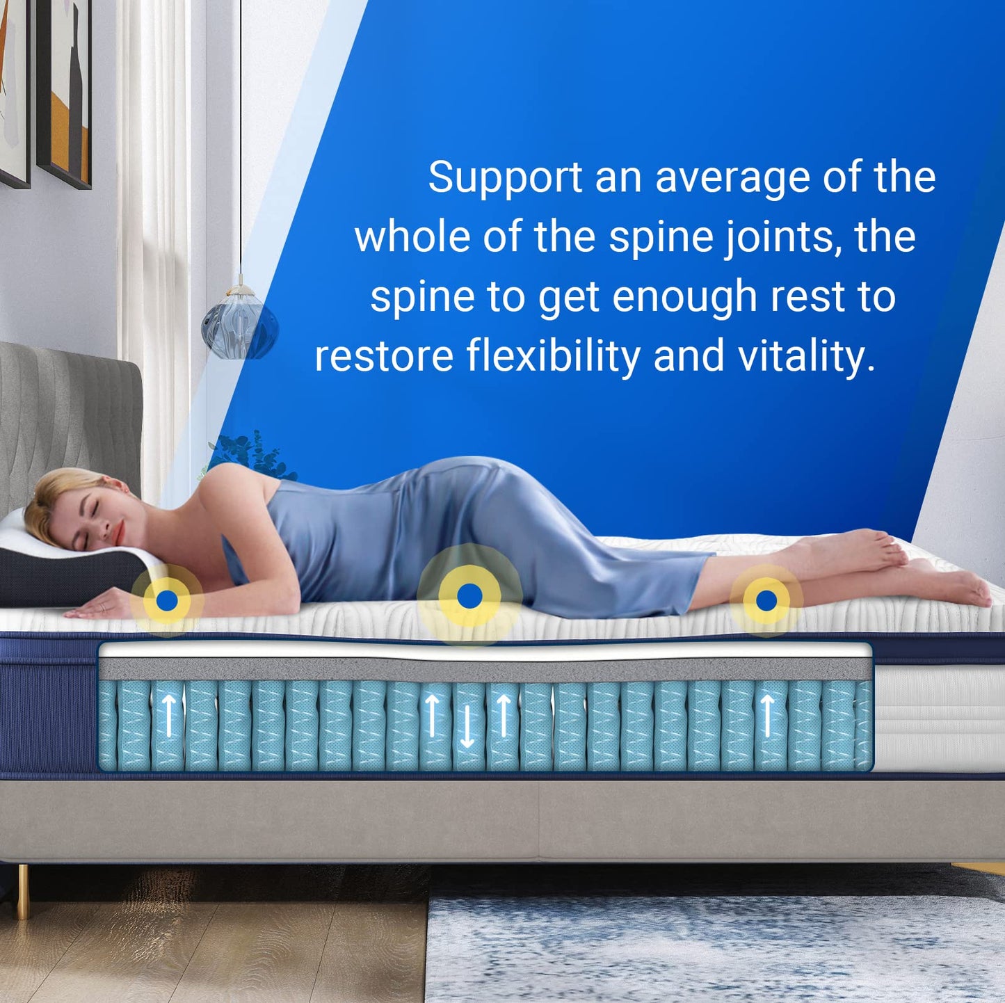 Avenco Single Mattress 3FT - 8.5 Inch Bamboo Foam Spring Hybrid, Medium Firm Breathable Bed, CertiPUR-US Certified, 90x190x22cm