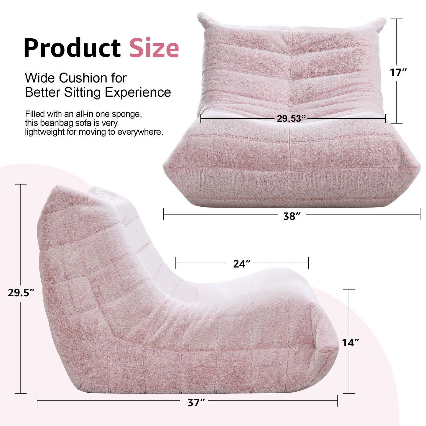 Hobestluk Big Bean Bag Chairs for Adults Fireside BeanBag Couch Togo Sofa