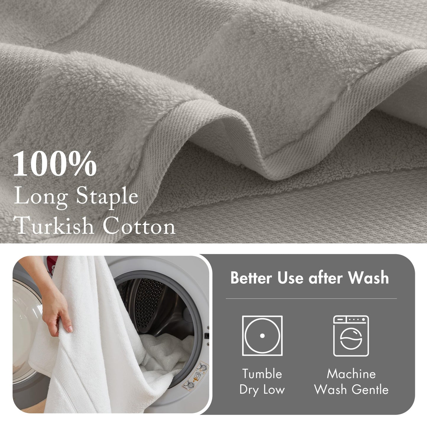 Madison Park Turkish Bath Towel Set, grey