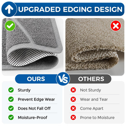 XIYUNTE Soft Shower Mat Non Slip Anti Mould, Loofah Bath Mat with Heat-Pressed Edging 60x40cm, INCL. Hooks for Drying