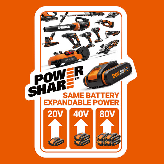 WORX WG163E.9 20V 30cm Cordless Line Trimmer Tool Only (No Battery or Charger) - Lightweight Grass Trimmer with Instant Conversion to Wheeled Edger,