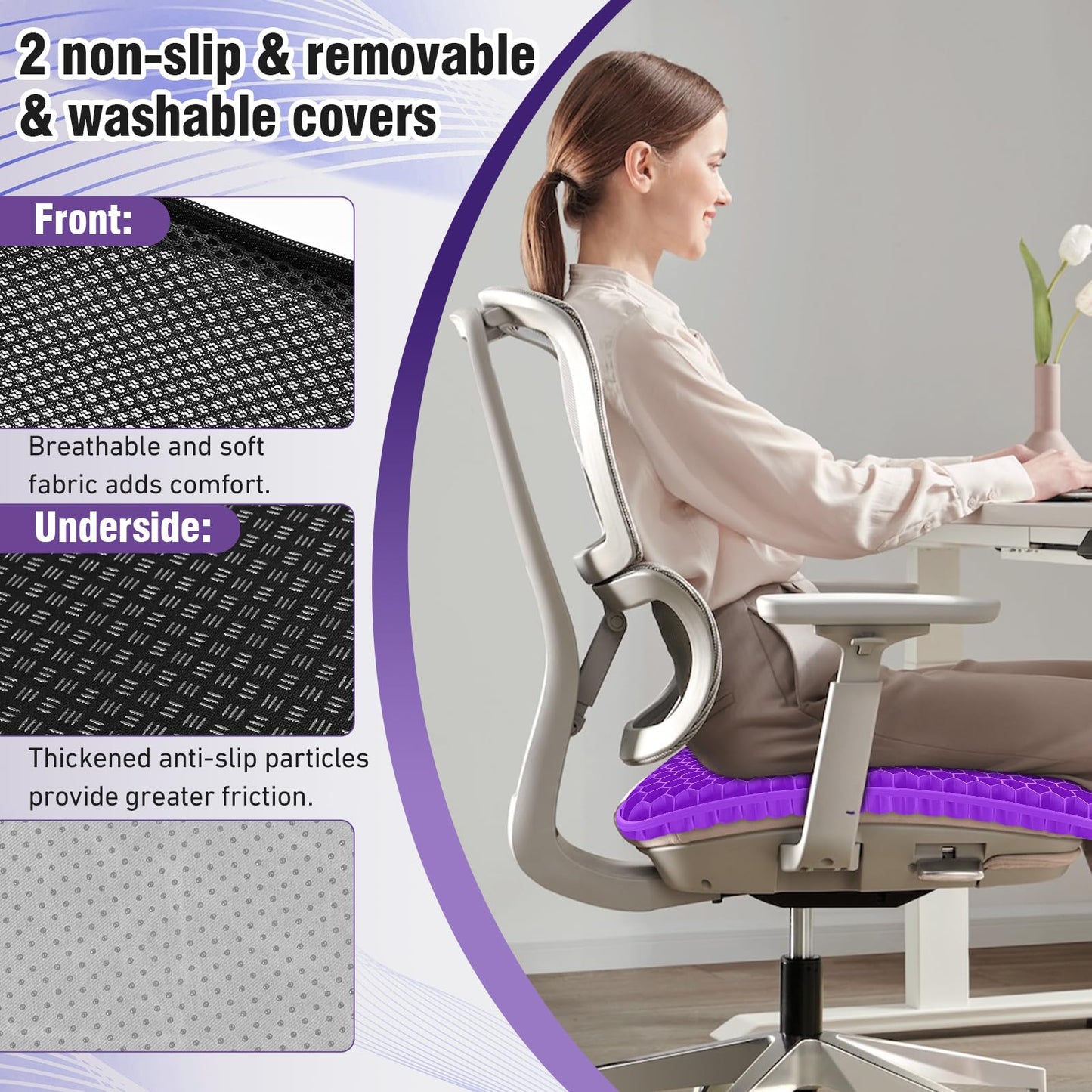 Vmingo Gel Seat Cushion, Breathable Honeycomb Design Egg Gel Cushion,Double Thick Big seat Cushion,Ergonomic Support Pressure Cushion