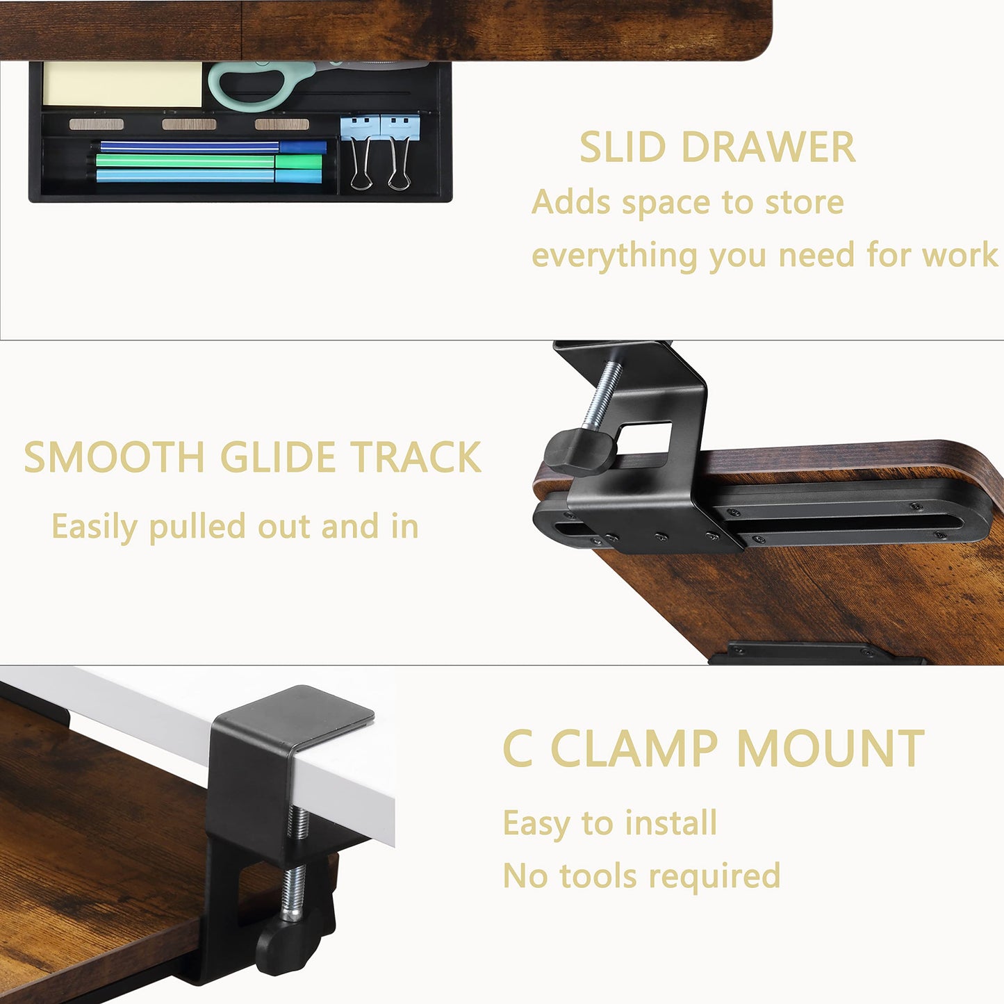 ETHU Under Desk Keyboard Tray 50x30cm