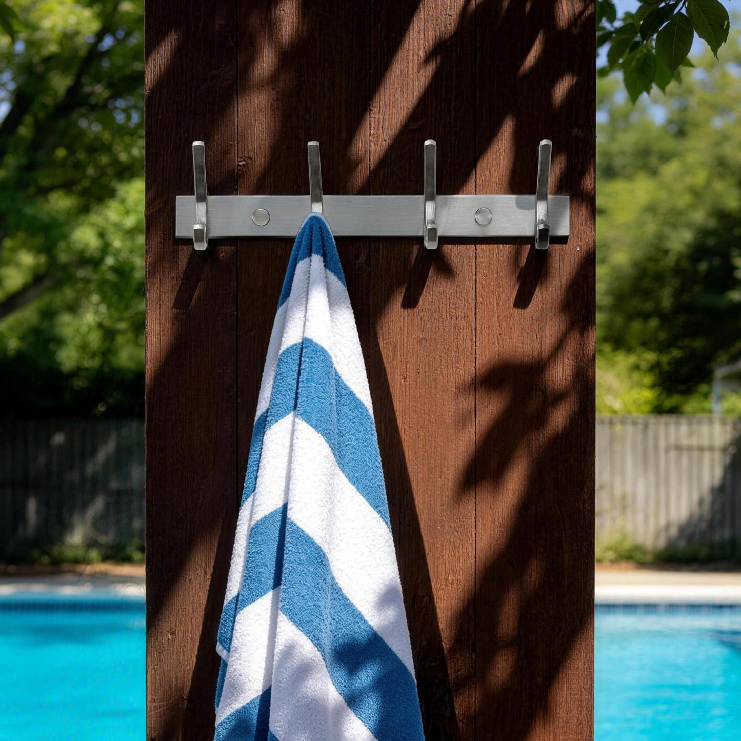 HONSKY Wall Coat Rack, 17.5cm Towel Rack, Painted Metal Wall Coat Hanger with 4 Double Hooks (8 Single Hooks),for Hanging Coat, Hat, Bag, Towel