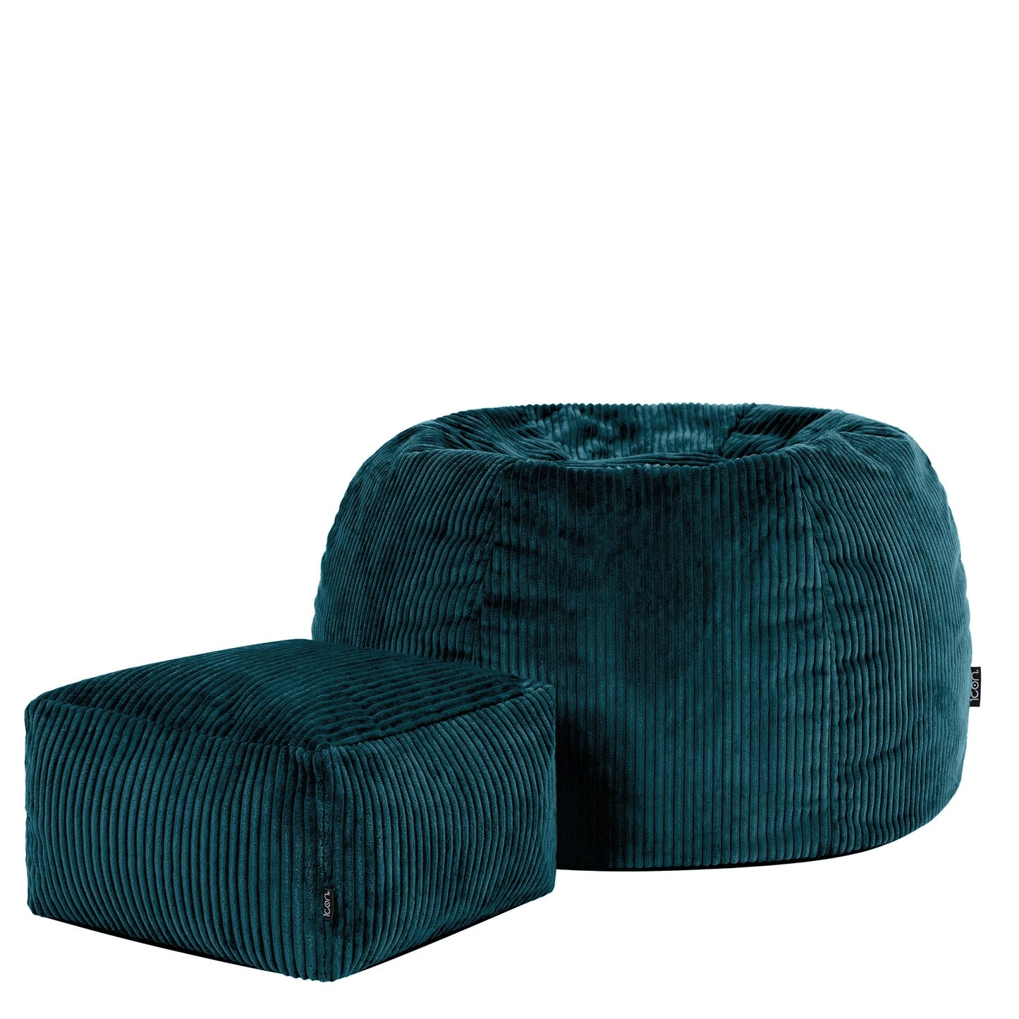 icon Kingston Cord Bean Bag & Footstool with Filling Included, Teal
