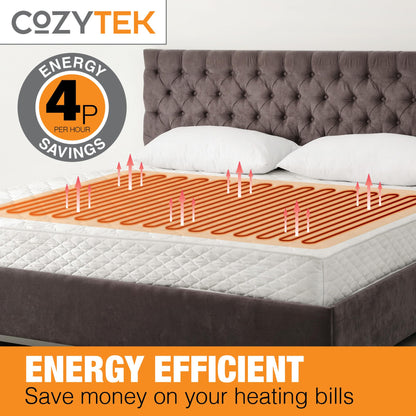 Cozytek Electric Blanket King Size 165 x 137cm, Soft Polyester Electric Blanket Fitted Underblanket Mattress Cover, 3x Heat Settings, 1x Controller