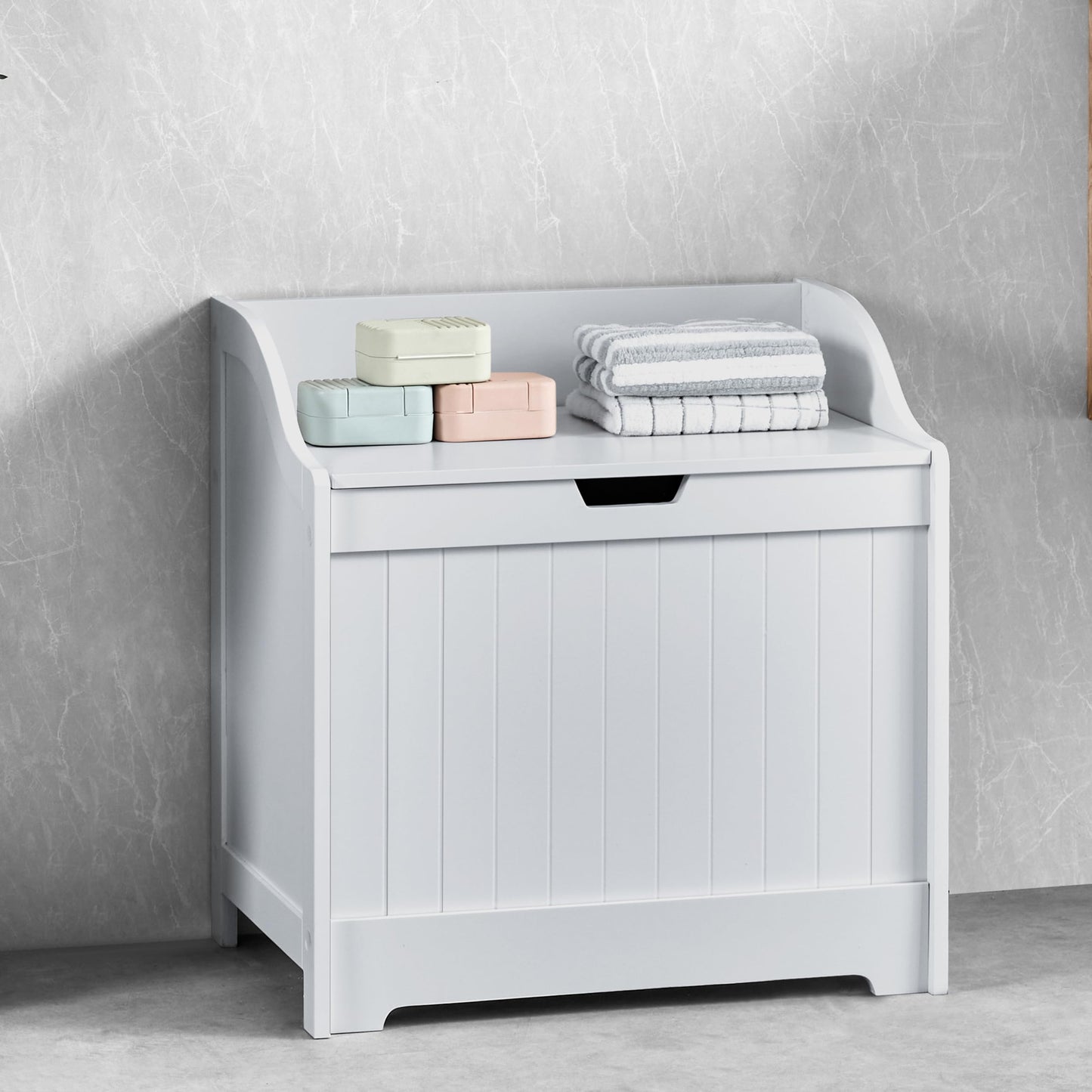 Bath Vida Priano Freestanding Bathroom Wooden Laundry Chest, White