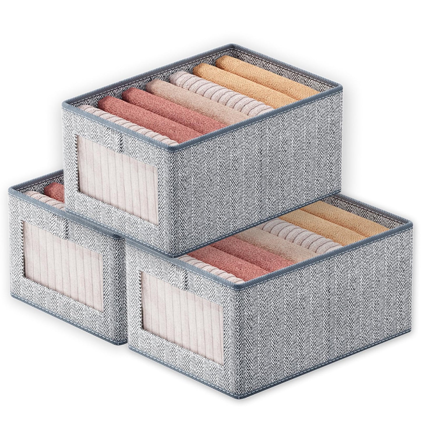 Goesort Set of 3 Clothes Storage Boxes, Wardrobe Storage Organiser Fabric Clothes Organiser