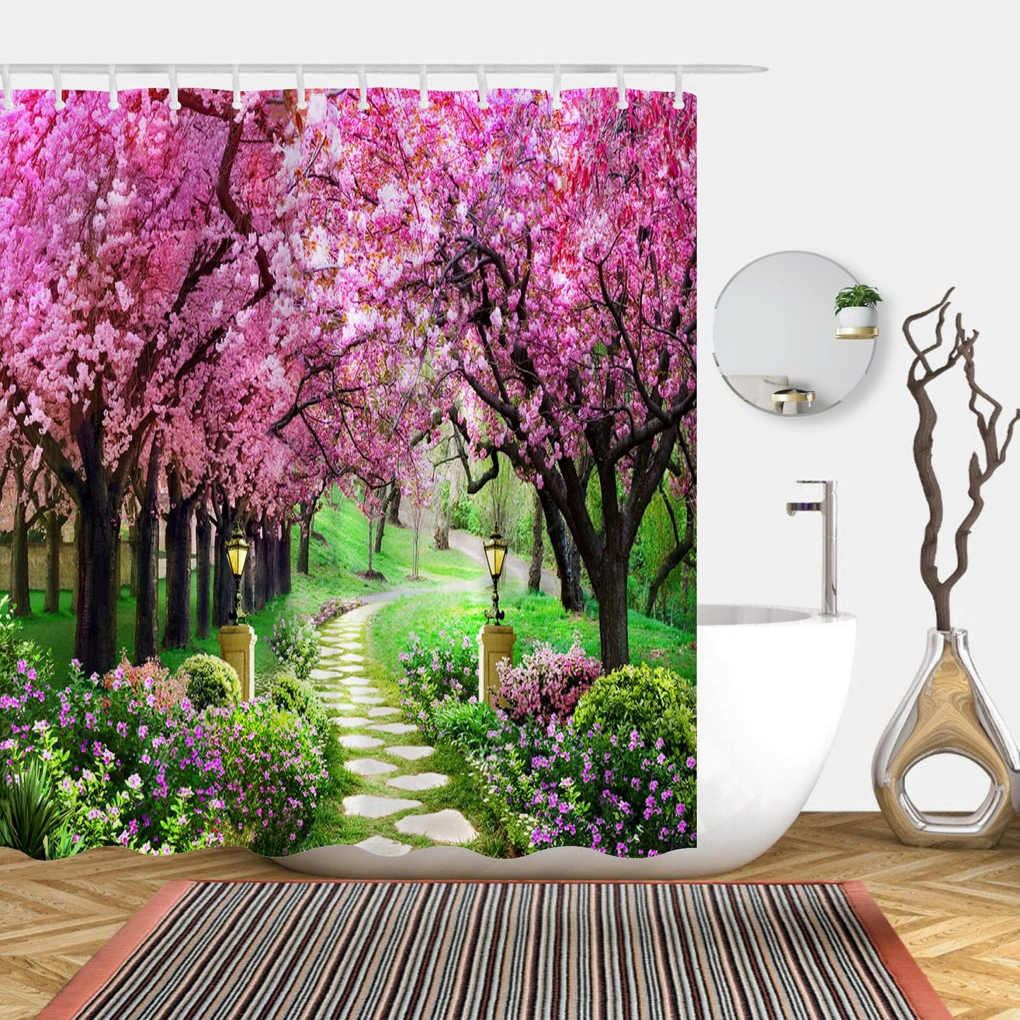 Simpomsy Scenery Shower Curtain, Outdoor Decorative Curtain, Nature Landscape 3D Scenery Bathroom Curtains