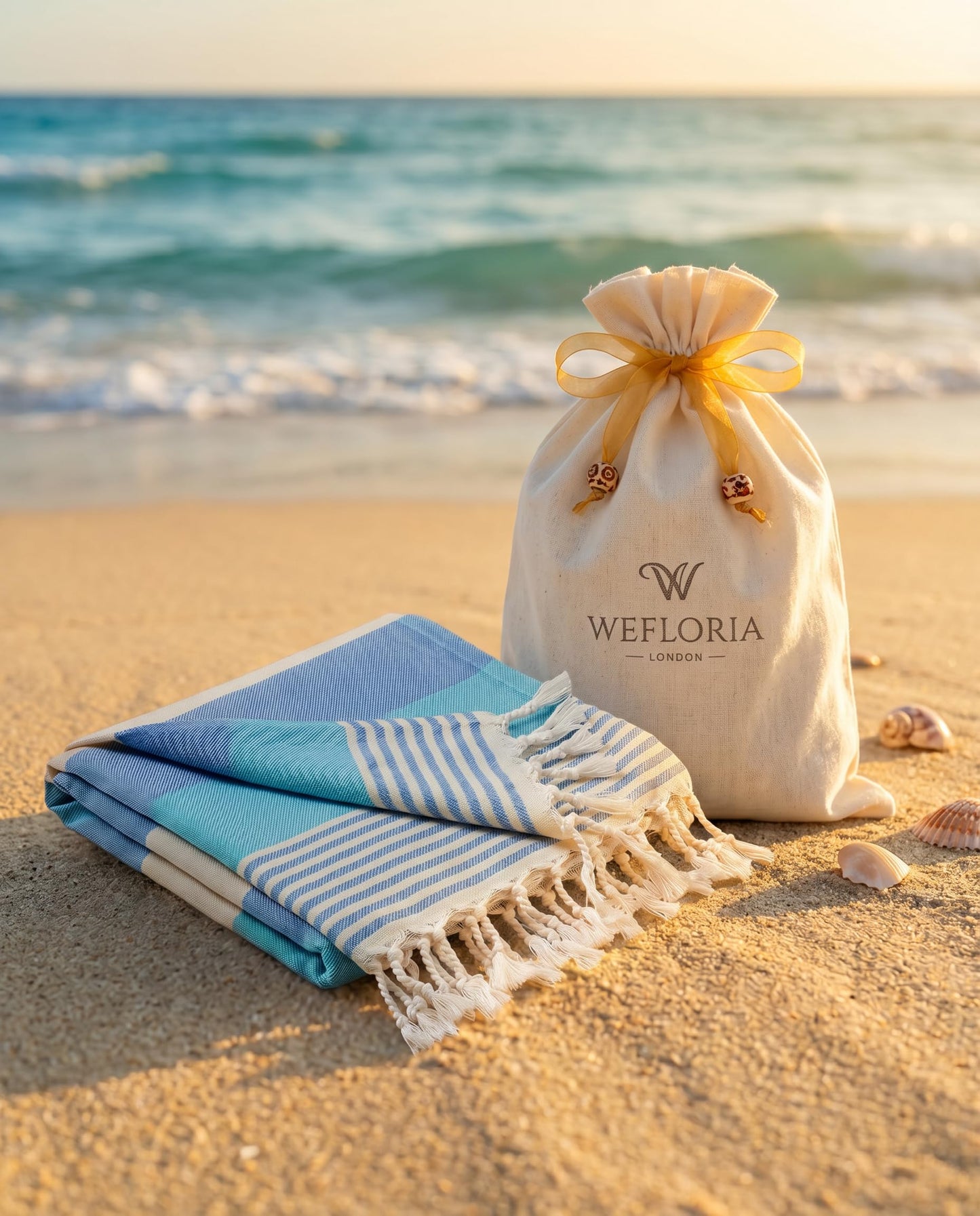 WEFLORIA Turkish Peshtemal Towel – Lightweight Quick Dry Beach & Spa Towel, Oversized Cotton Hammam Towel with Tassels – Travel, Pool, Bath, Sauna
