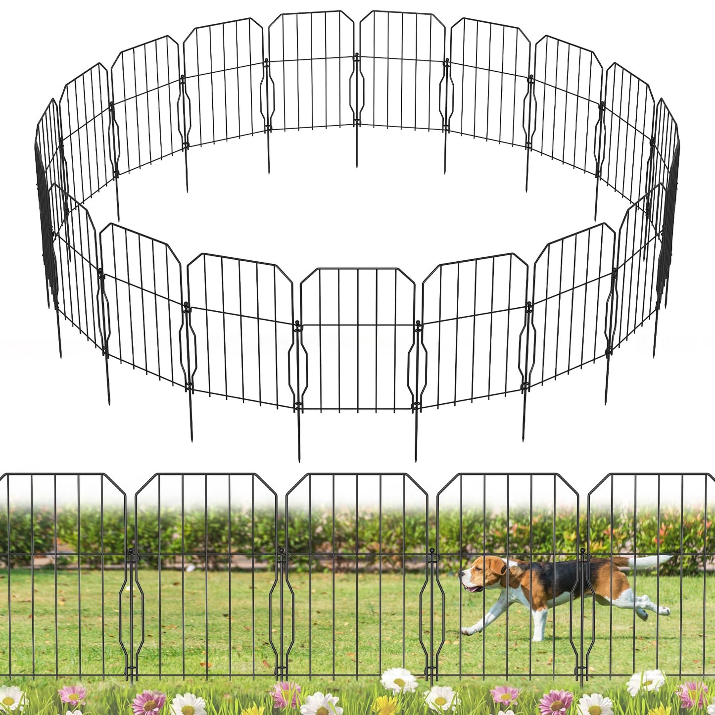 WELDUN Metal Garden Fence, Total 590CM(L) ? 41CM(H), 19 Pack Small Fencing for Dogs, Decorative Fences Garden Flower Bed and Animal Barrier, for