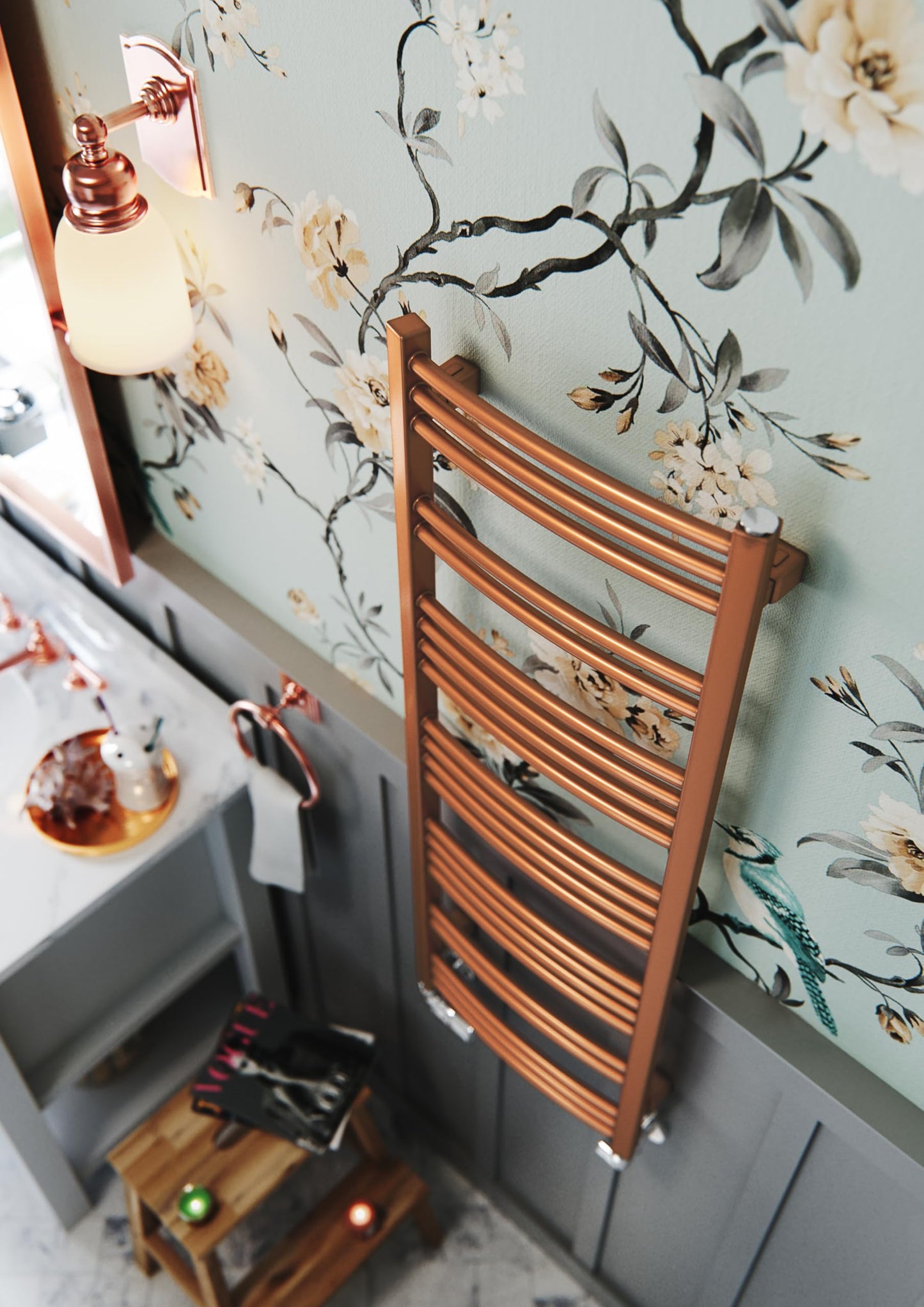 Terma Towel Rail (Cen./Heating), Steel, True Copper, 1149h x 400w [1405 BTUs t50]