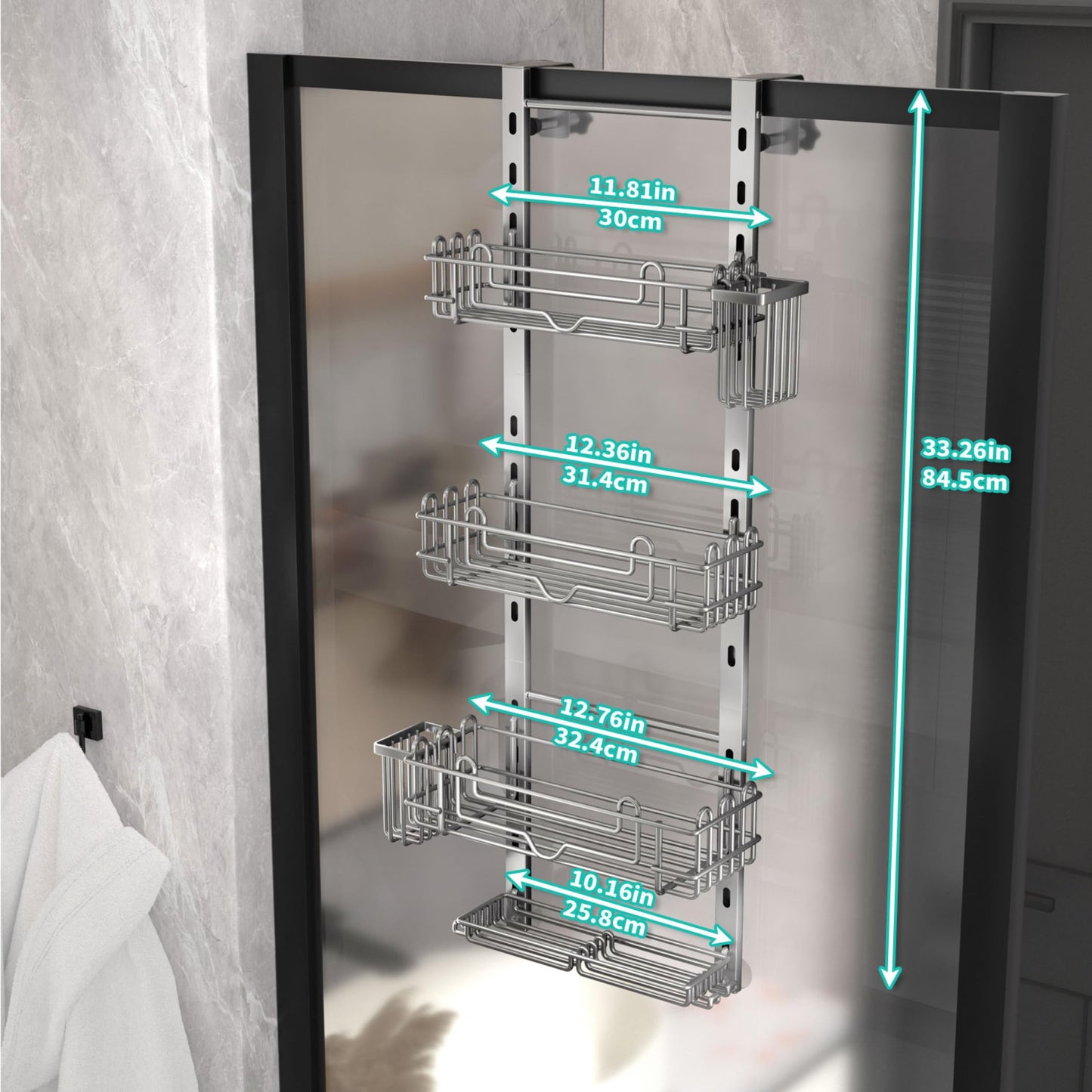 HapiRm Over Door Shower Caddy - 4 Tier Adjustable Shower Caddy Hanging