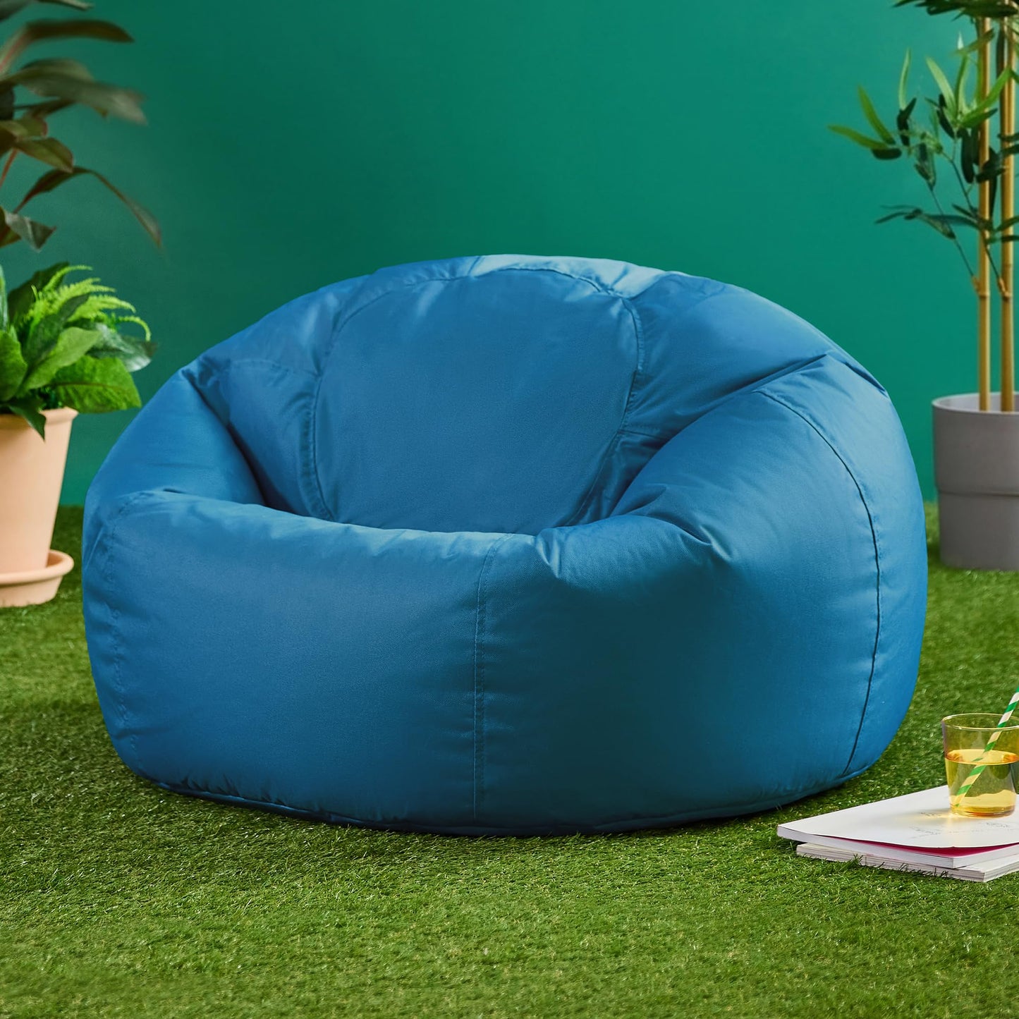 Bean Bag Bazaar Kingston Outdoor Bean Bag & Footstool with Filling, Teal
