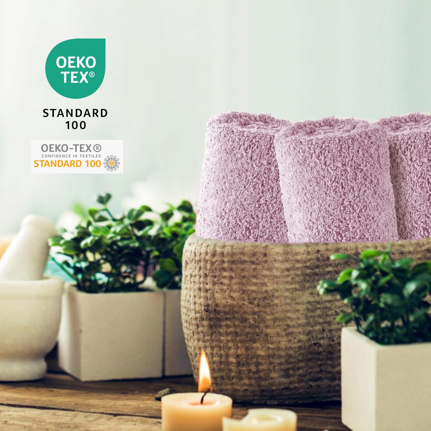 SweetNeedle 6 Piece Towel Set - 2 Bath Towels, 2 Hand Towels and 2 Washcloths Cotton Daily Use Hotel Spa Quality Soft Highly Absorbent Quick Dry