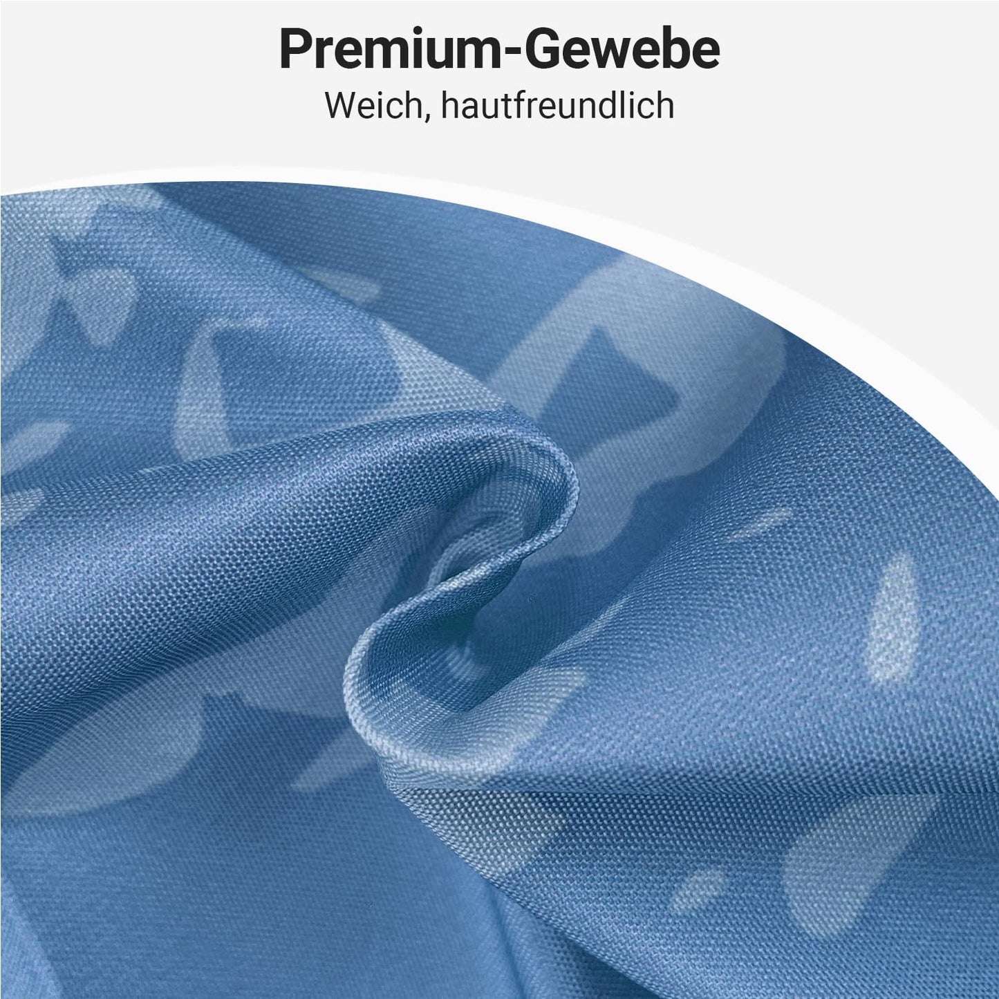 Lerores Shower Curtain, 180 x 200 cm, Blue Leaves Line, Weighted Hem, Anti-Mould Textile, Water-Repellent
