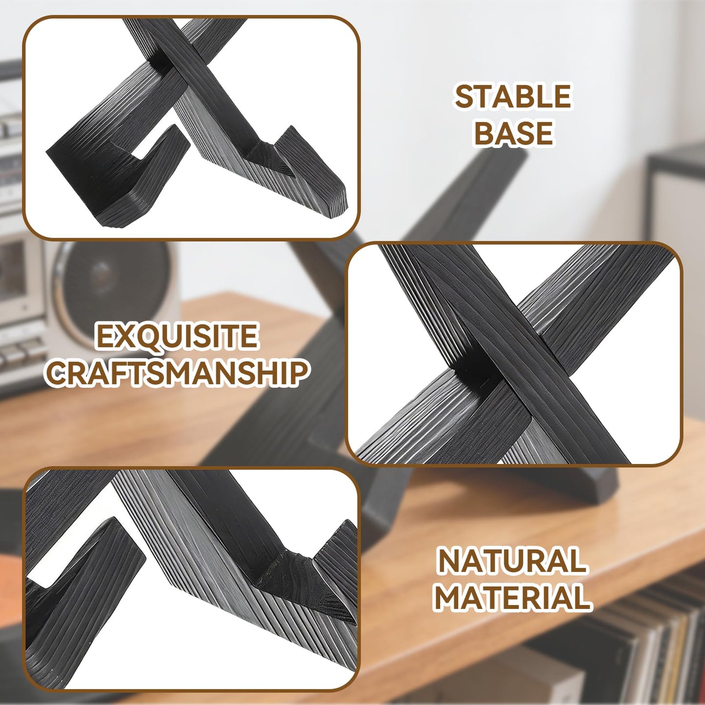 SMYJDMM Now Playing Vinyl Record Stand, Retro Now Spinning Record Stand, Vinyl Records Display Suitable for Magazines Textbooks Mobile Phones Tablets