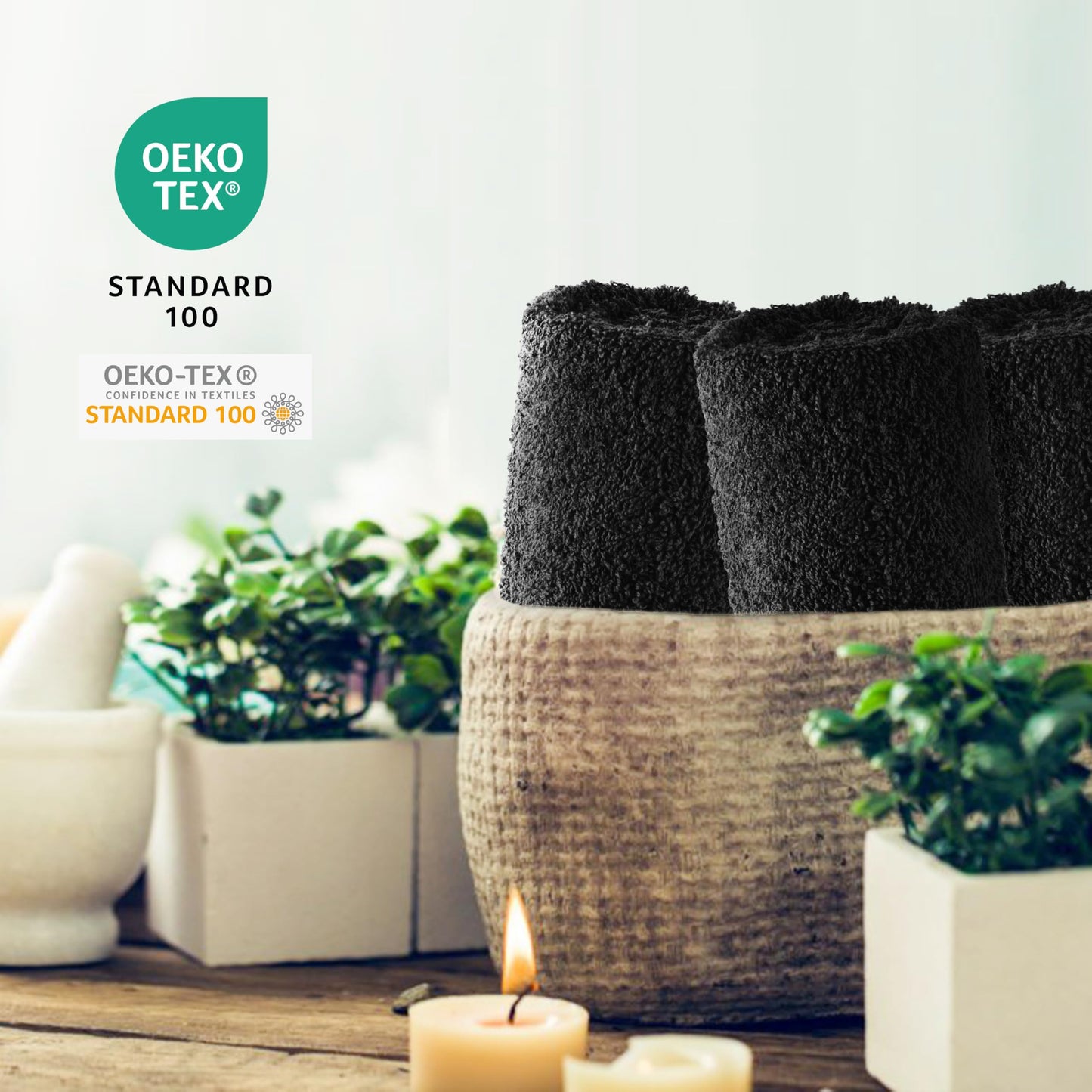 SweetNeedle 6 Piece Towel Set - 2 Bath Towels, 2 Hand Towels and 2 Washcloths Cotton Daily Use Hotel Spa Quality Soft Highly Absorbent Quick Dry