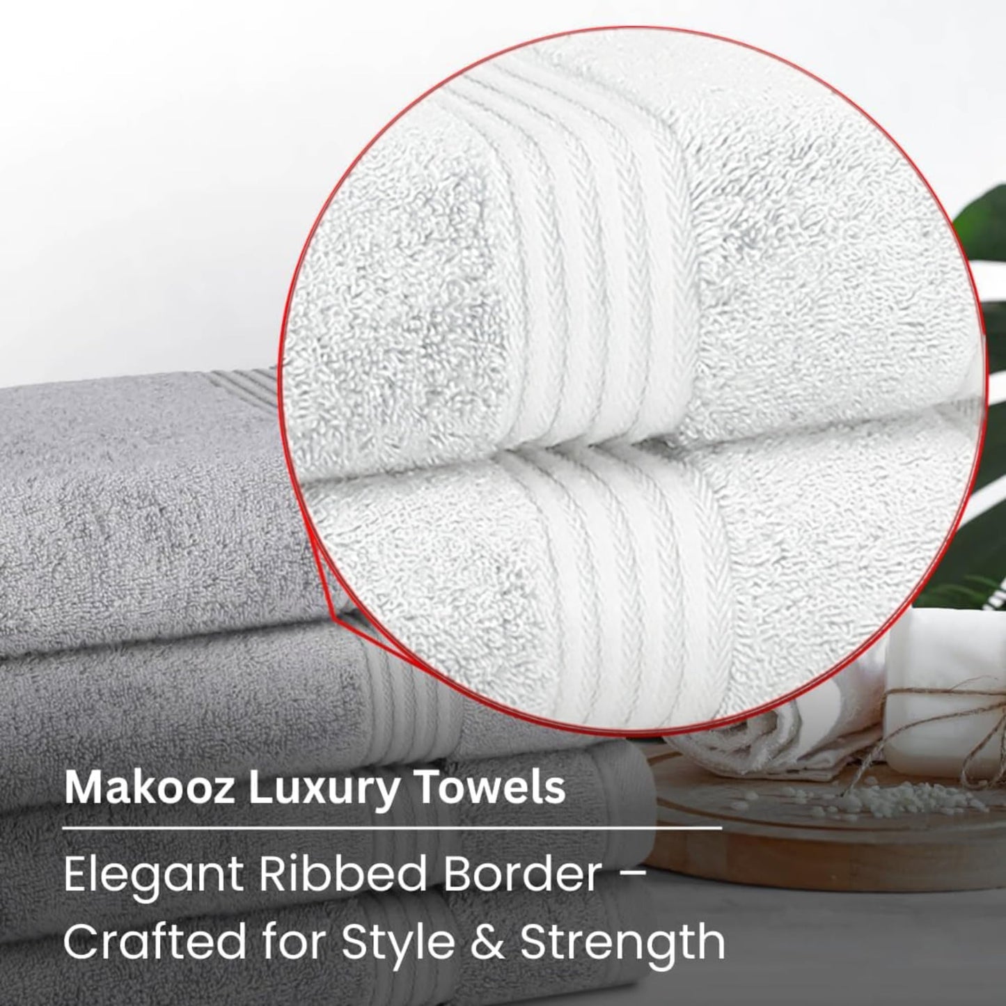 Makooz Luxurious Bamboo Hand Towels for Bathroom Pack of 2 – 700 GSM Bamboo & Egyptian Cotton 50/50 Blend - Ultra Silky Soft, Quick Dry, Absorbent