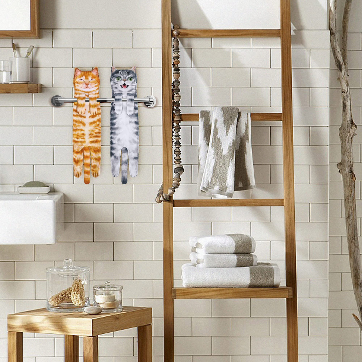Cat Funny Hand Towels - Cute Bathroom Kitchen Towels Cat Decor Decorative Hanging Face Towels Super Absorbent Soft -Unique Mothers Day Birthday