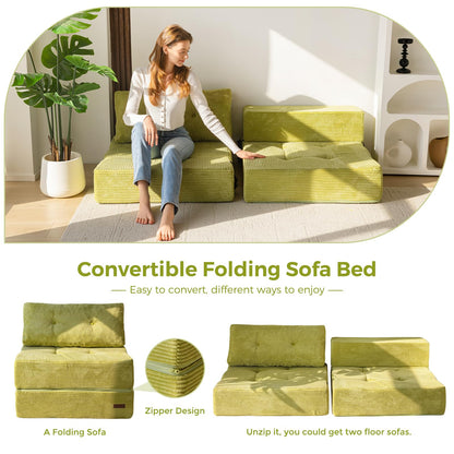 MAXYOYO Folding Sofa Bed, Convertible Sofa Bed with High-Density Support Foam, Portable 4 in 1 Fold Out Chair to Floor Lounger
