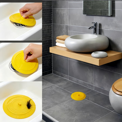 RQzaufania 2 Pack 15.3 cm Diameter Silicone Tub Stopper, Drain Stopper Universal Sink Plug for Kitchen Sink & Basin, Bathtub Yellow&Grey