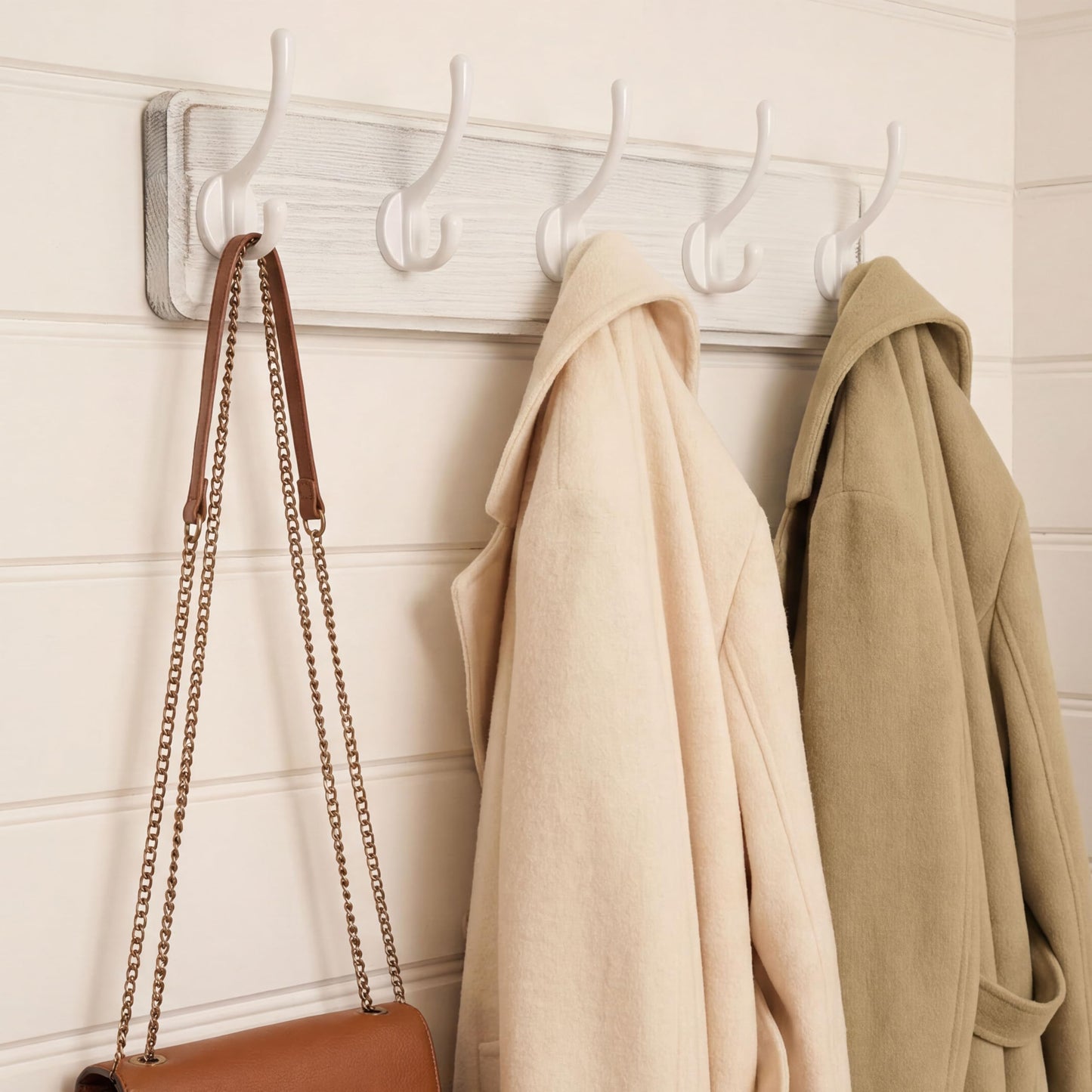 WEBI Coat Rack Wall Mount,Coat Hooks Wall Mounted,16’’ Hole to Hole,Large Coat Hanger Wall Hook Rack,5 Hooks for Hanging