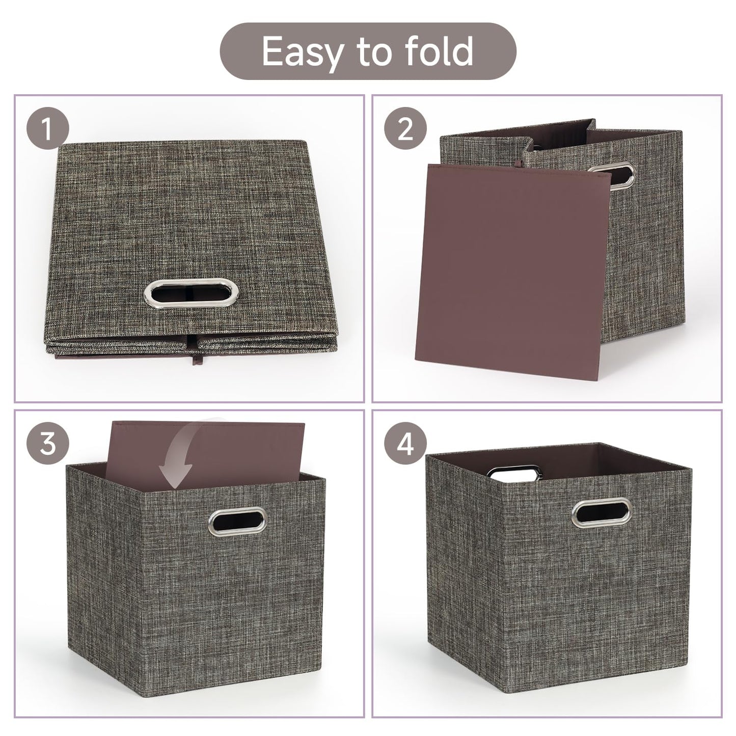 Posprica Storage Basket Bins,13×13 Foldable Storage Boxes Containers for Closet Organizer Shelf Cabinet Bookcase,Thick Fabric Drawer with