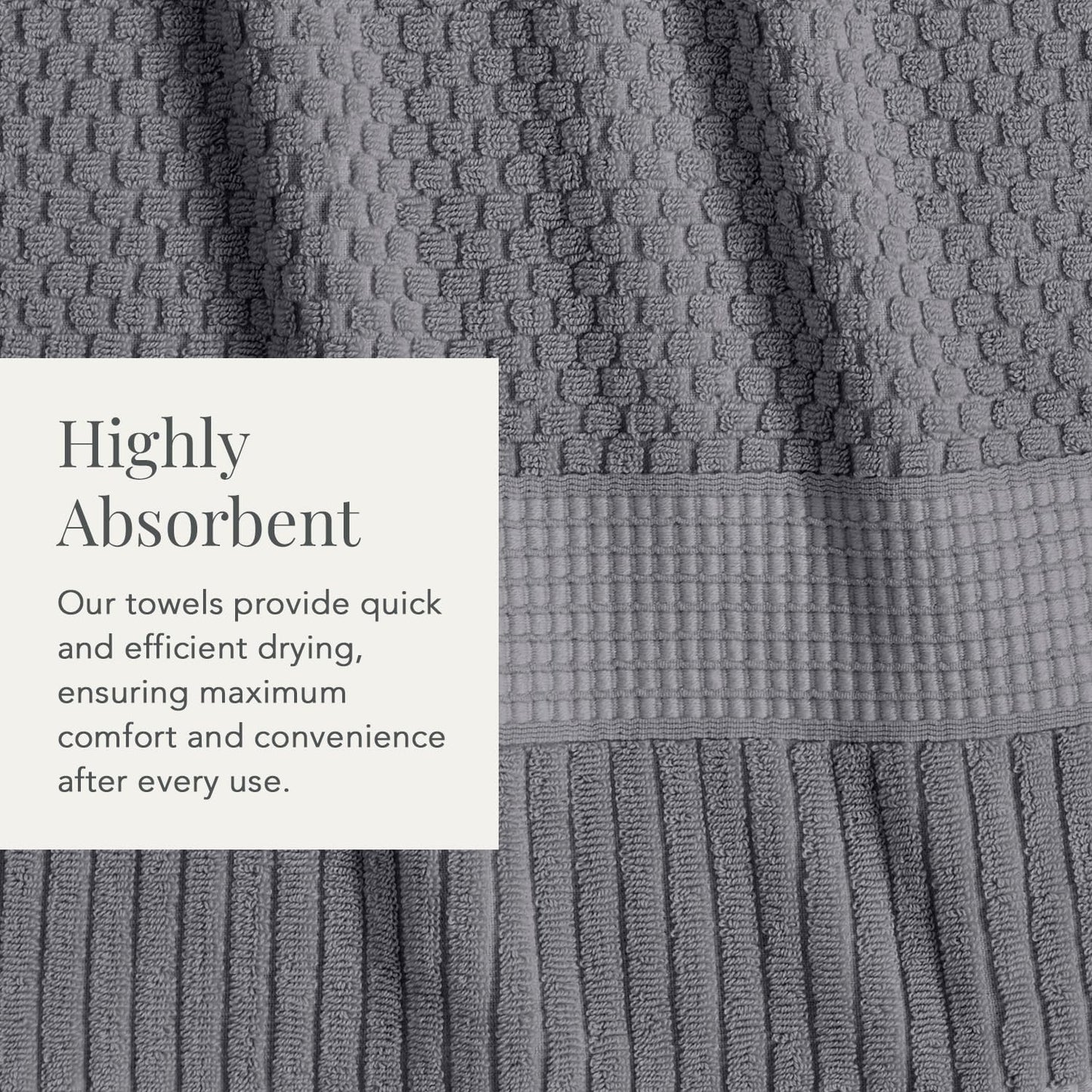 NY Loft 100% Cotton Bath Towel 4 Pack | Super Soft & Absorbent Quick-Dry Bath Towels 30" x 52" |Textured and Durable Cotton | Trinity Collection