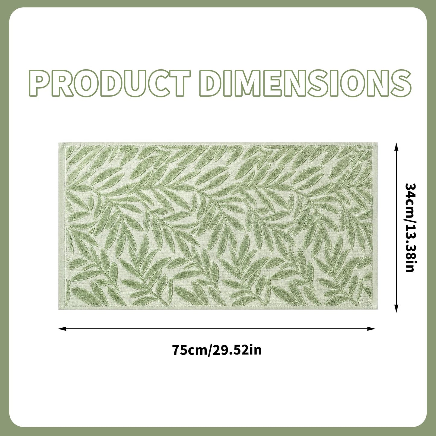 Solvio Premium 100% Cotton Towels Set - Sage Green Leaf Pattern Jacquard Towels - Super Soft and Highly Absorbent Bathroom Accessories for Home and