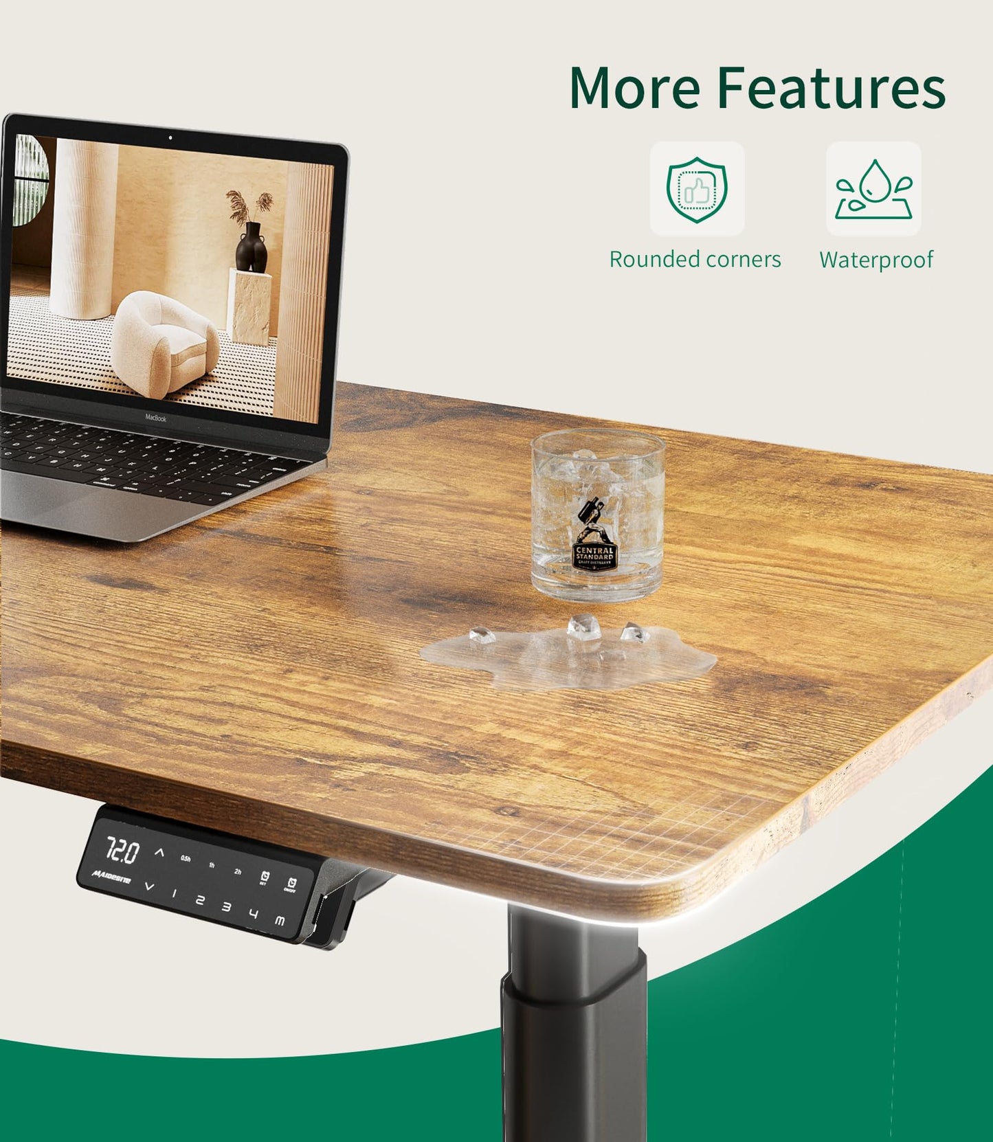 MAIDeSITe Table Top,Desktop for Height Adjustable Electric Standing Desk,Vintage,180 * 80 * 2.5 cm