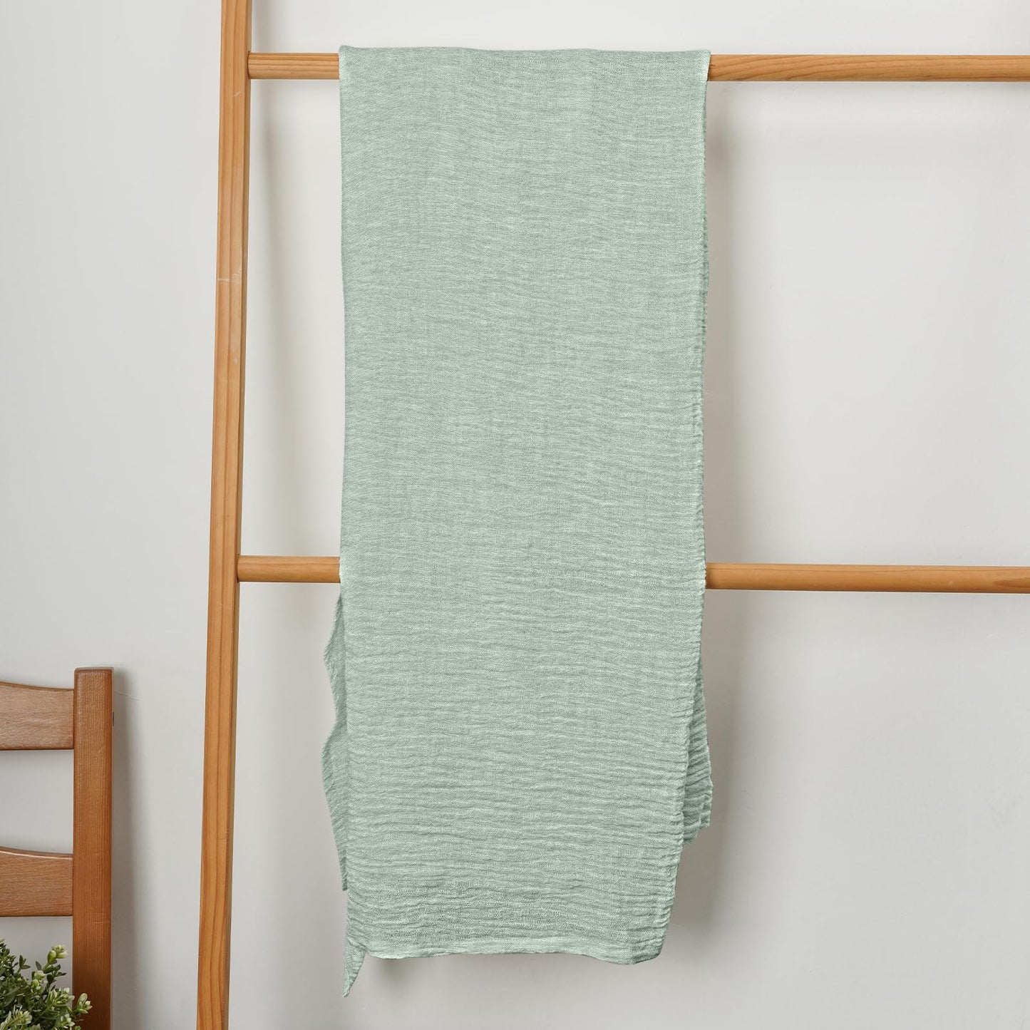 HSOFTIFY 100% Pure Linen Bath Towel with Pleated for Bathroom, Light Green
