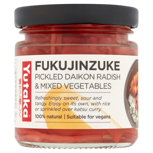 Yutaka Fukujinzuke - Pickled Daikon Radish & Mixed Vegetables 110g (Pack of 6) | Sweet & Crunchy Topping for Japanese Curry, Rice & Bento |