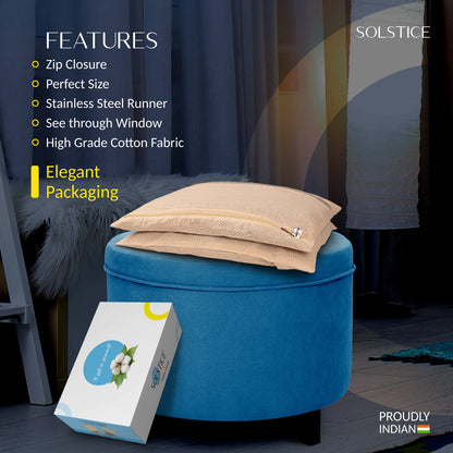 SOLSTICE cotton big saree covers/bags for storage single 18 x 15 Inches for big silk sarees, lehengas, clothes with Zipper Closure