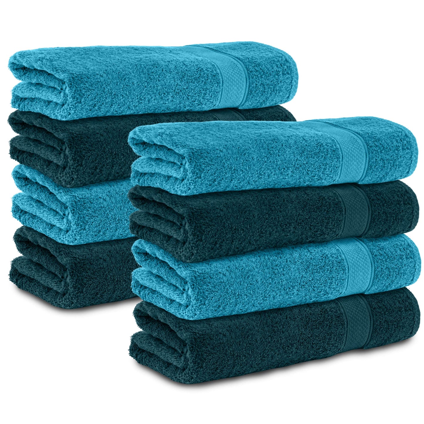 Komfortec Set of 8 Hand Towels 50 x 100 cm 100% Cotton 470 g/m² Terry Towelling Soft Petrol/Turquoise