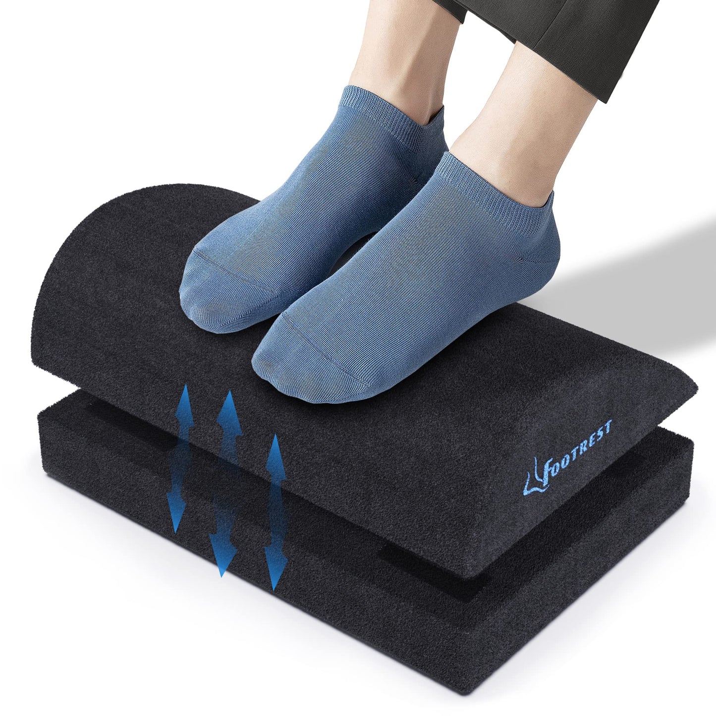 Ergonomic Foot Rest Under Desk, Adjustable Footrest Cushion with 2 Optional Height, Back Leg Knee Feet Support, Non-Slip Foam Footstool Pillow,