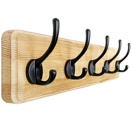 Dseap Coat Rack Wall: Patented, Heavy-Duty, 5-Double-Hooks Wooden Wall Mounted Coat Rack Coat Hanger Hook Rail for Winter Coats Hat Jacket Clothing