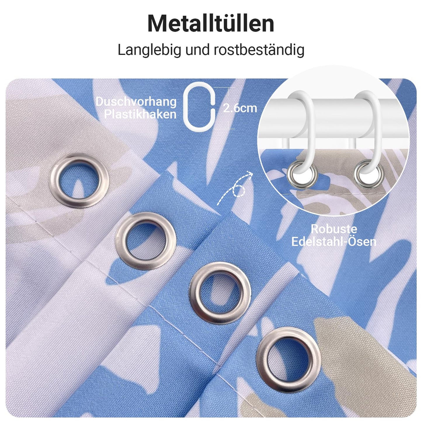 Lerores Shower Curtain 240 x 180 cm, Underwater Algae Anti-Mould Textile, Weighted Hem, Water-Repellent