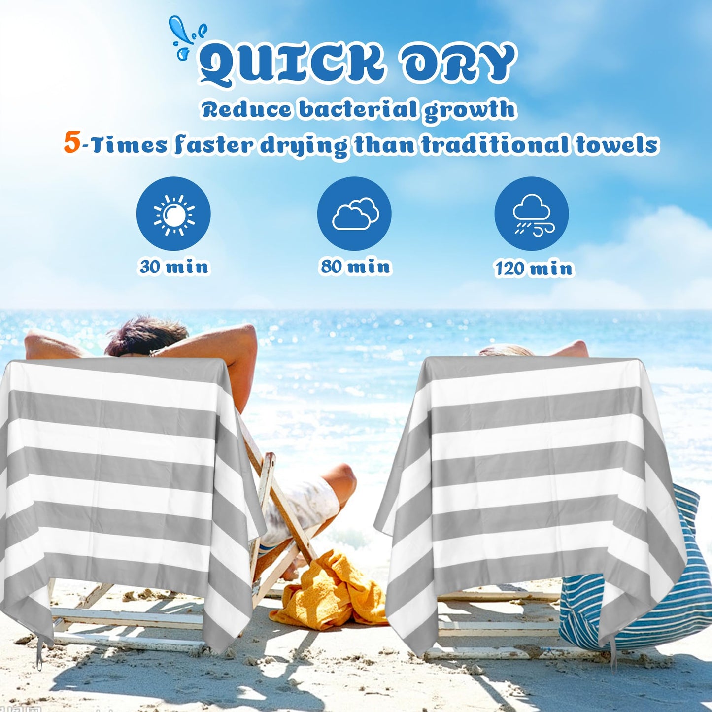 Anavasi Microfibre Beach Towels for Adults, 1 Pack 180 x 90cm 100% Recycled