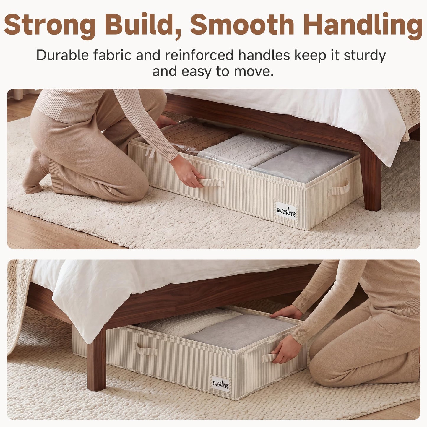 StorageWorks Under Bed Storage Boxes with Lids, Large Underbed Storage Box Containers for Bedroom Organising Blankets Bedding