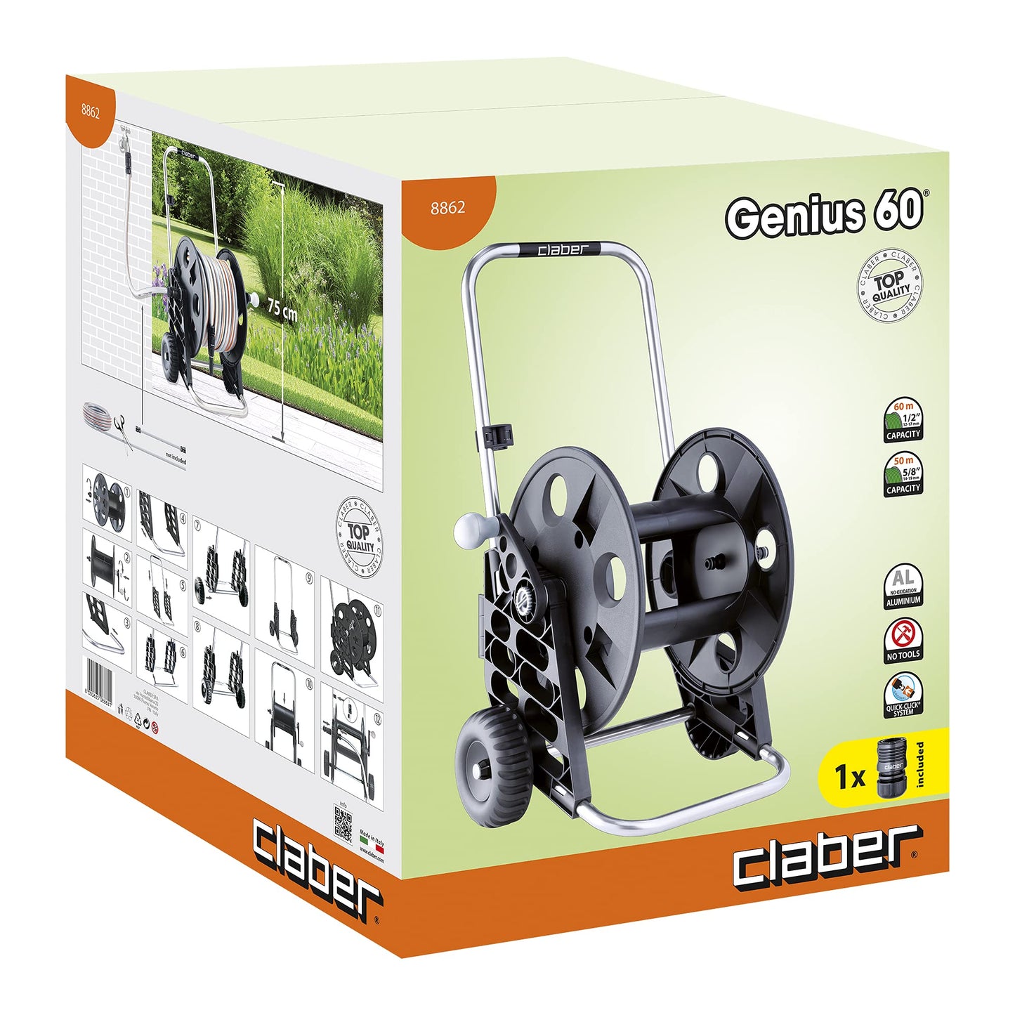 Claber Genius 52441 60 Reel 8862 Black