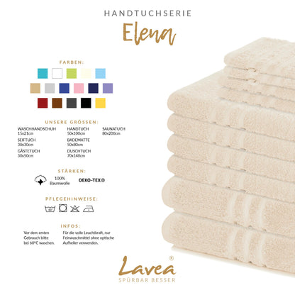 Lavea® Set of 4 hand towels, 50 x 100 cm, Elena Frottiererie, 100% cotton, absorbent and soft, hand towel set, washable, tumble dryer-safe