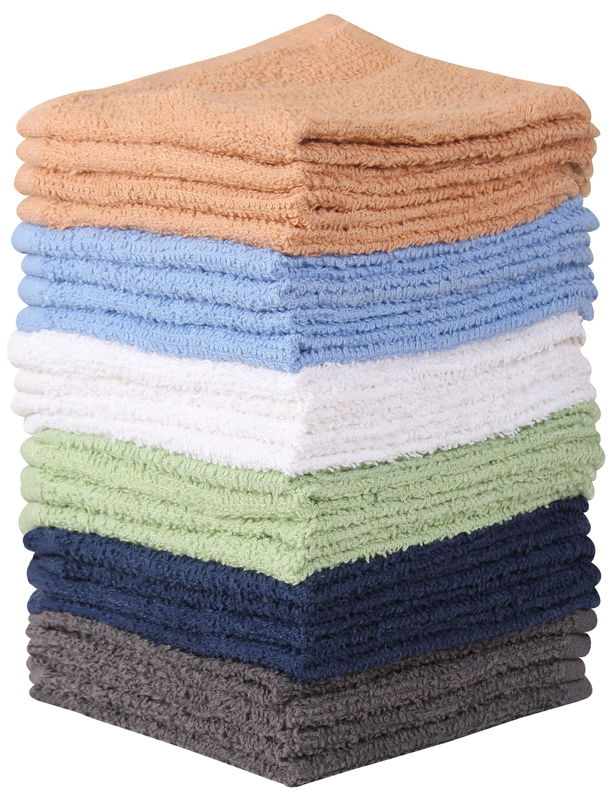 Towel and Linen Mart 100% Cotton - Wash Cloth Set - Pack of 24, Flannel Face Cloths, Highly Absorbent and Soft Feel Fingertip Towels Multi