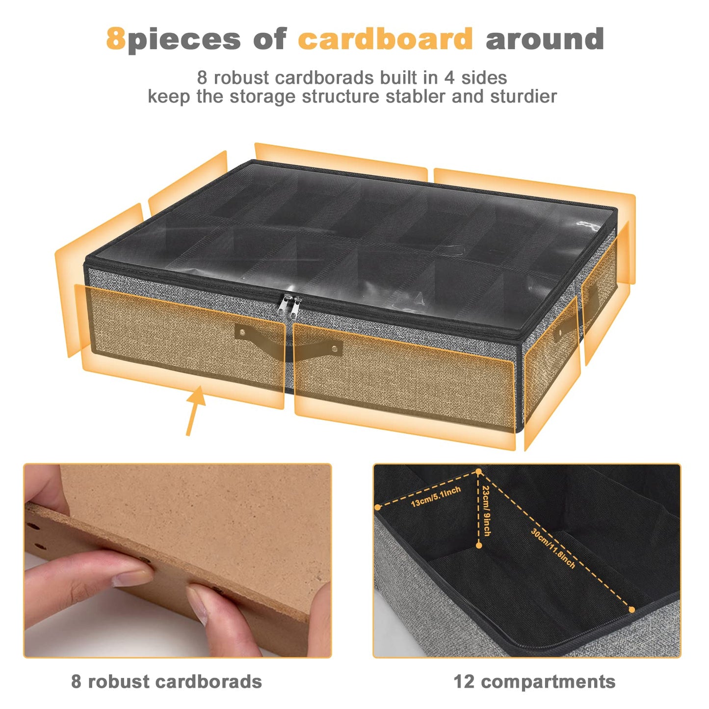 homyfort Under Bed Shoe Storage Organizer For Closet, Shoe Container Box Bedding Storage With Clear Cover Black Underbed Shoe Storage Set of 2