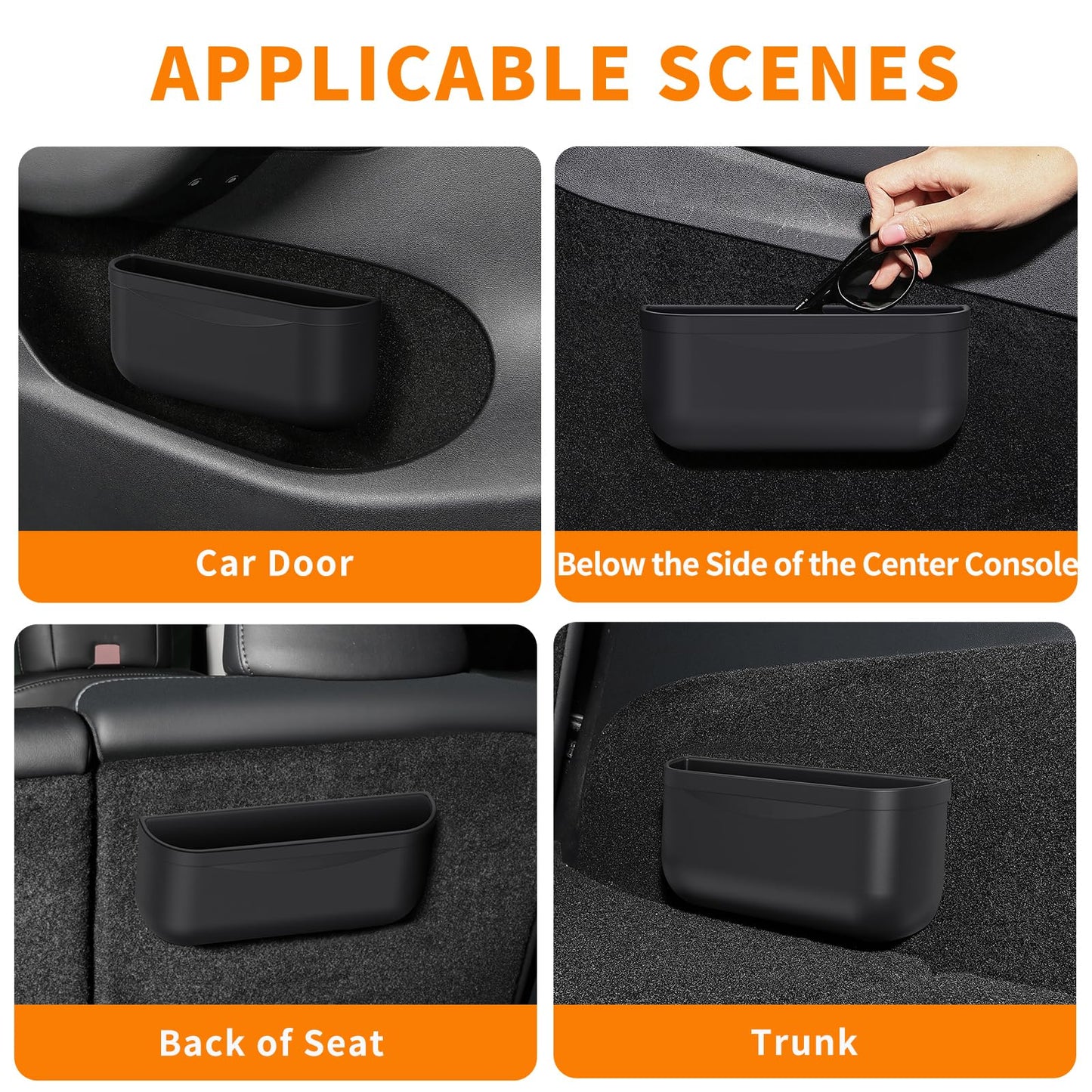 EVFIT for Tesla Model 3 Model Y Accessories Center Console Organizer Storage Box Silicone Velcro Sunglasses Coin Holder for Flocking